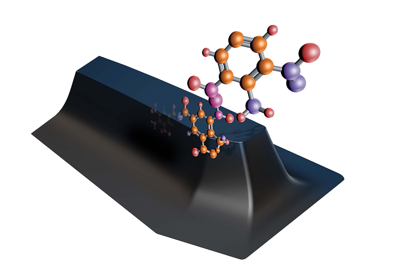 Graphical representation of rubber track with advanced molecular structural compounds