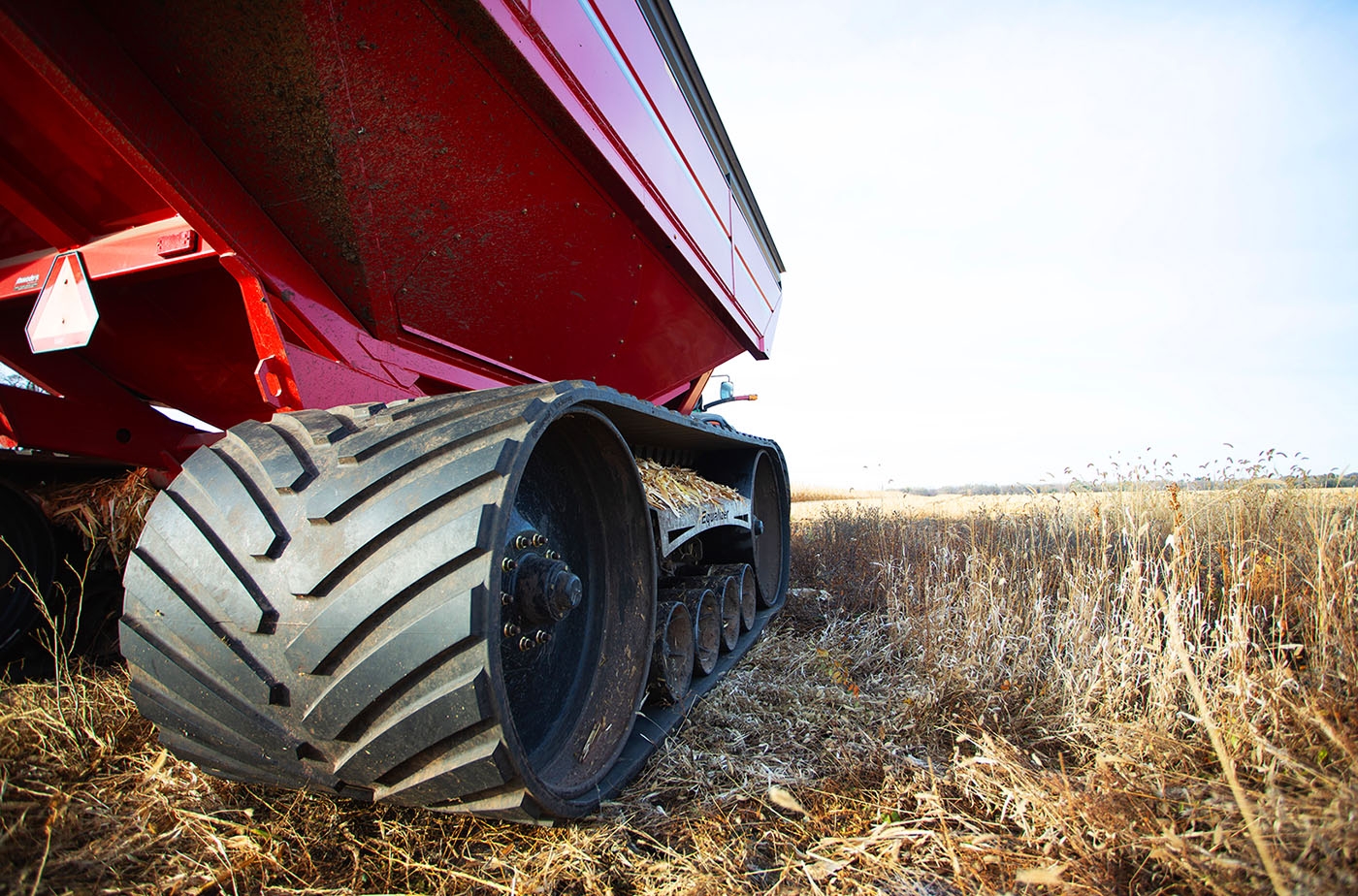 Close up of tracks by Trackman on large vehicle