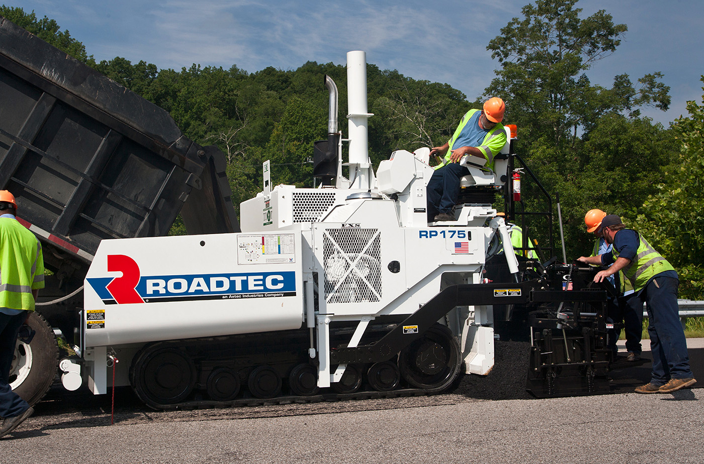Roadtec road construction vehicle with Trackman Paver Tracks